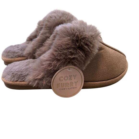 COZYFURRY Fluffy Rubber Sole in Taupe Size 5-6 New with Tag - Picture 4 of 7